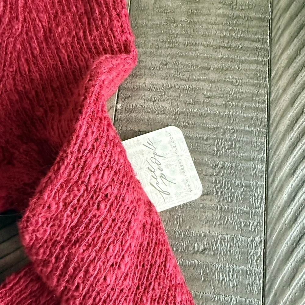 We The Free by Free People Textured Button Front Cardigan Top SM Berry Red